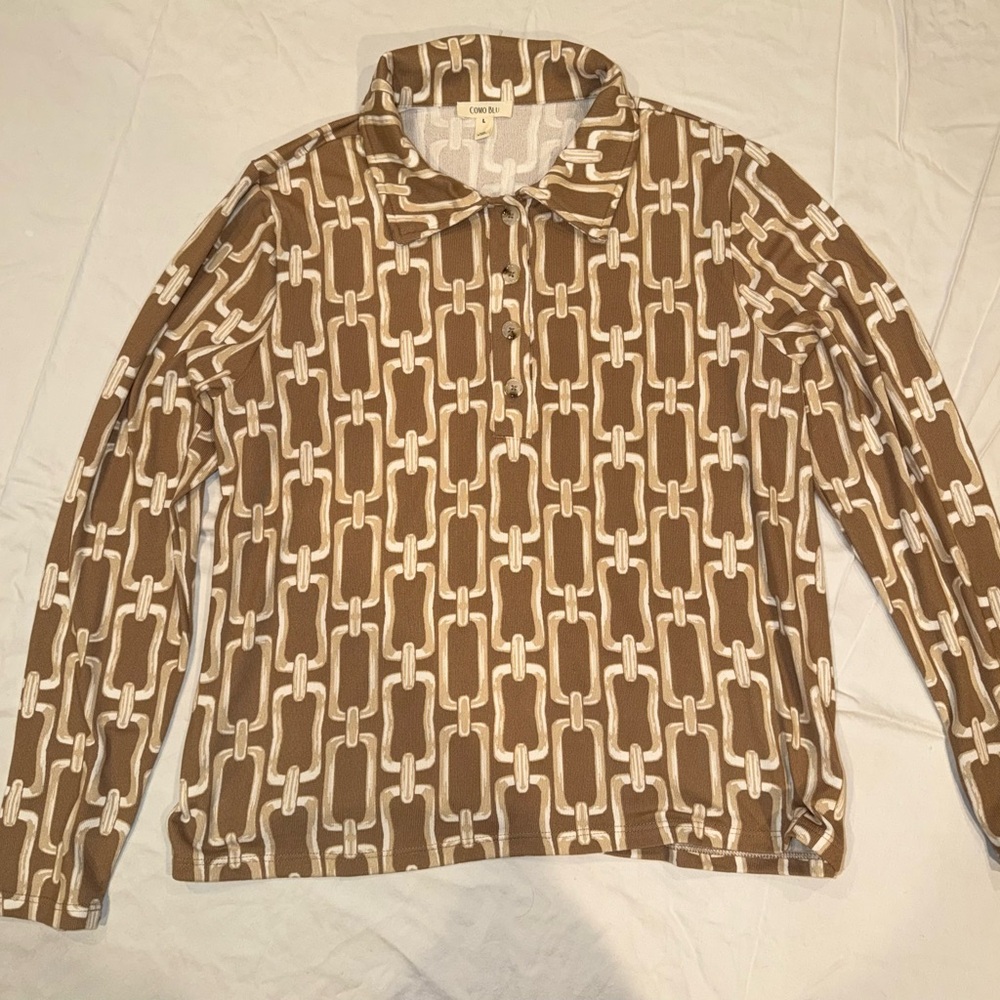 Chic Brown and Cream Patterned Shirt